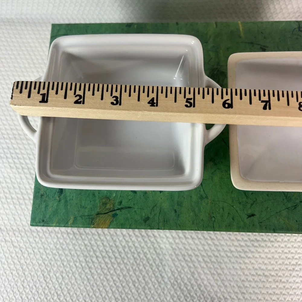 Martha Stewart White Ceramic Mini Casserole Square Lidded Ramekin 4.5in x 2 in